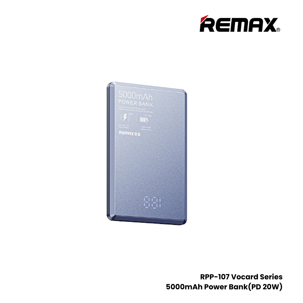 REMAX RPP-107 Vocard Pro Series 5,000mAh PD Magnetic Wireless Power Bank(PD 20W) - Blue