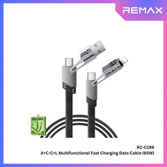 REMAX - RC-C189 A+C-C+L 2 In 2 Charging Data Cable (65W) - Black