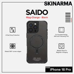 Skinarma iPhone 16 Pro 6.3" Saido Mag-Charge Case - Black