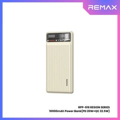 REMAX - RPP-616 Resion Series 10000mAh PD+QC Fast Charging Power Bank(PD 20W+QC 22.5W) - White