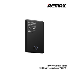 REMAX RPP-107 Vocard Pro Series 5,000mAh PD Magnetic Wireless Power Bank(PD 20W) - Black