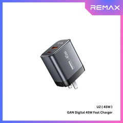REMAX - U2 45W GAN Digital Fast Charger ( PD+QC ) - Silver
