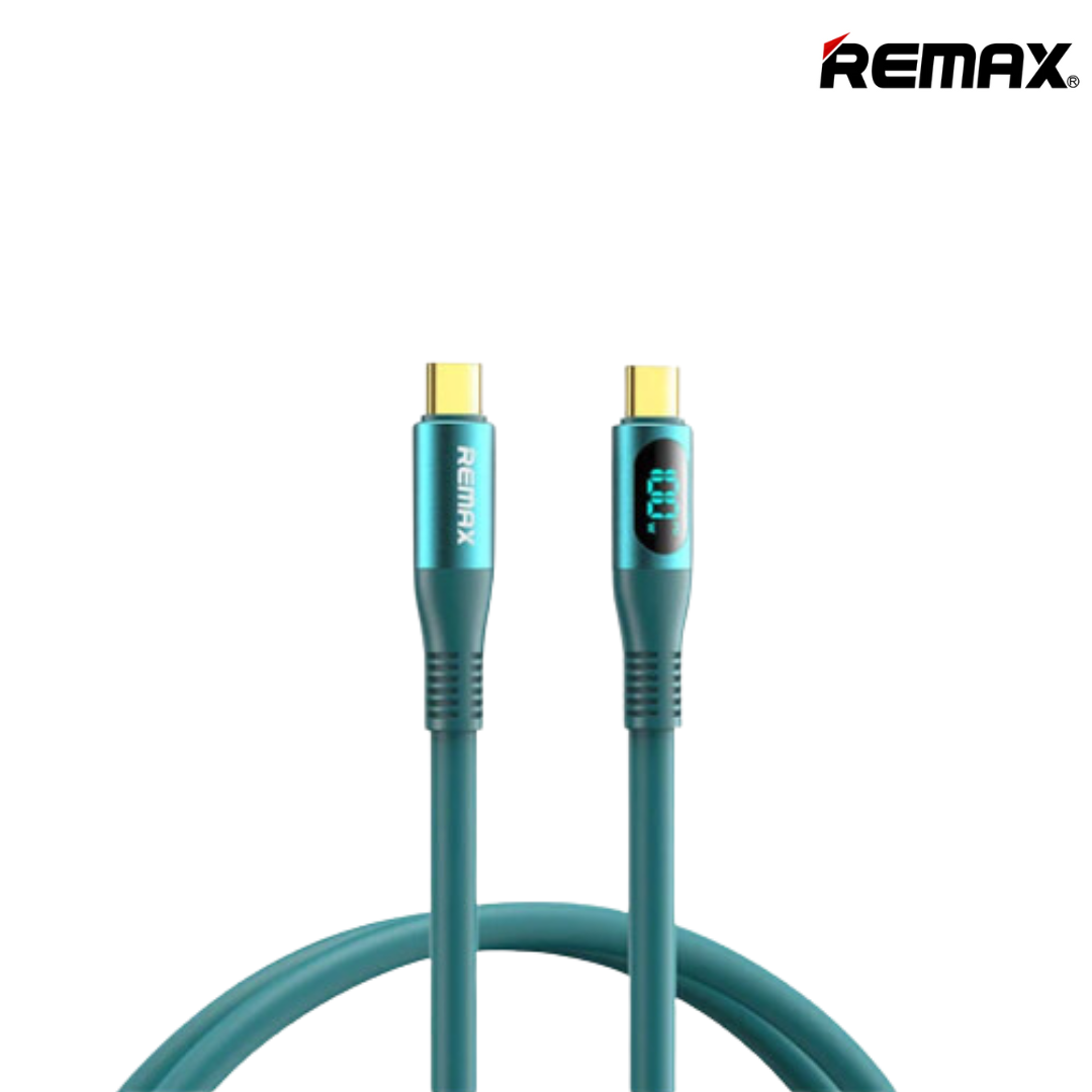 66W (C to C)-REMAX RC-C030 ZISEE SERIES 66W ALL-COMPATIBLE ELASTIC DATA CABLE WITH DIGITAL DISPLAY - Purple