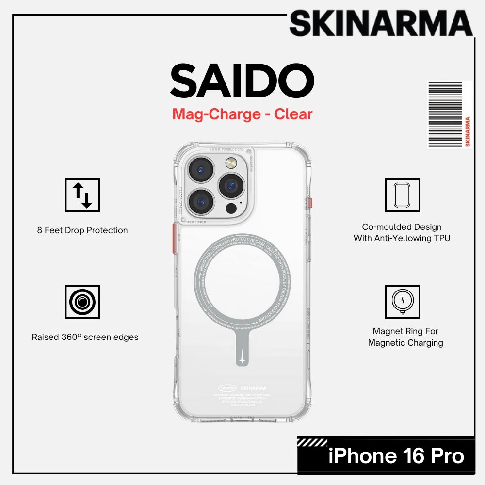 Skinarma iPhone 16 Pro 6.3" Saido Mag-Charge Case - Clear