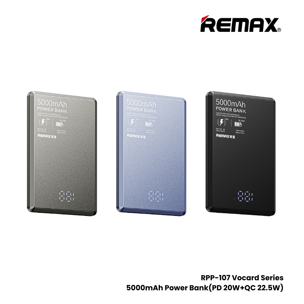 REMAX RPP-107 Vocard Pro Series 5,000mAh PD Magnetic Wireless Power Bank(PD 20W) - Blue