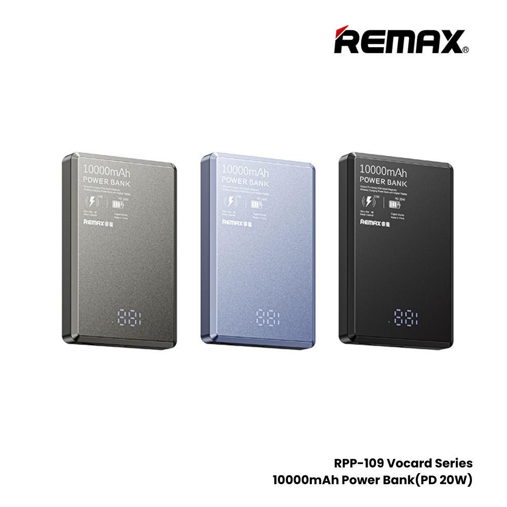 REMAX RPP-109 Vocard Pro Series 10000mAh PD Magnetic Wireless Power Bank(PD 20W) - Black