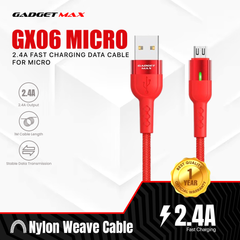 GADGET MAX GX06 MICRO 2.4A FAST CHARGING EXQUISITE & PRACTICAL DATA CABLE FOR MICRO (2.4A)(1M) - RED