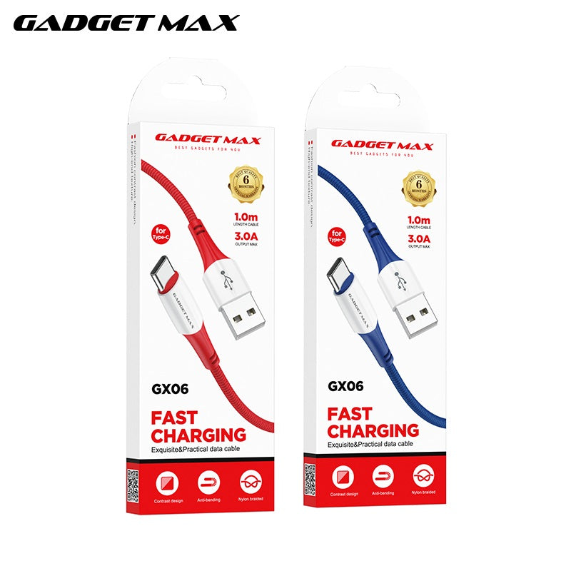 GADGET MAX GX06 TYPE-C  2.4A FAST CHARGING EXQUISITE & PRACTICAL DATA CABLE FOR TYPE-C (2.4A)(1M) - RED