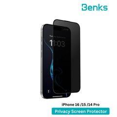 Benks (iPhone 16/15/14 Pro) Ultra Shield Privacy Screen Protector iP16/15/14 Pro (0.4/Black)