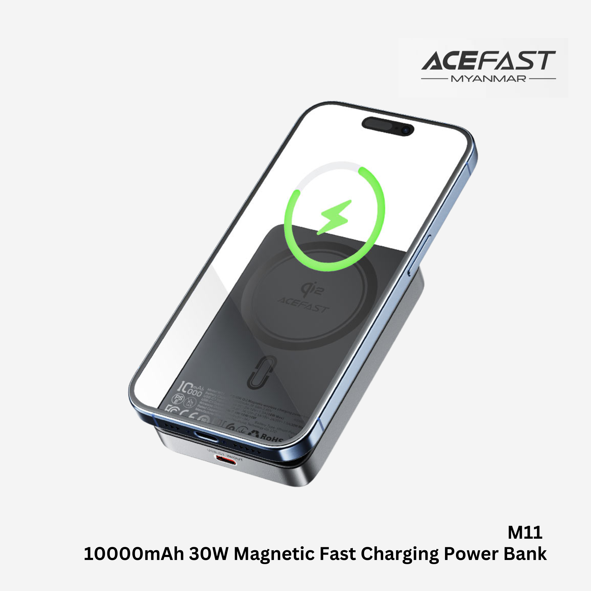 ACEFAST - M11 10000mAh PD Magnetic Wireless Fast Charging Power Bank (30W) - Black