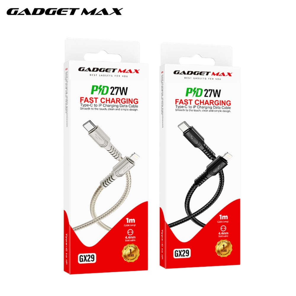 GADGET MAX - GX29 C-L Woven Series Type-C To Lightning Fast Charging Data Cable (27W) - Black