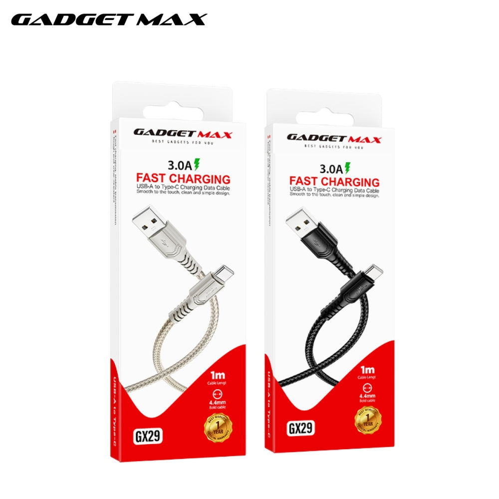 GADGET MAX - GX29 Woven Series USB To Type-C Fast Charging Data Cable (3A) - Grey