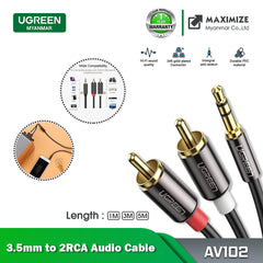 Ugreen AV102 3.5mm to 2RCA M/M Audio Cable (5M)