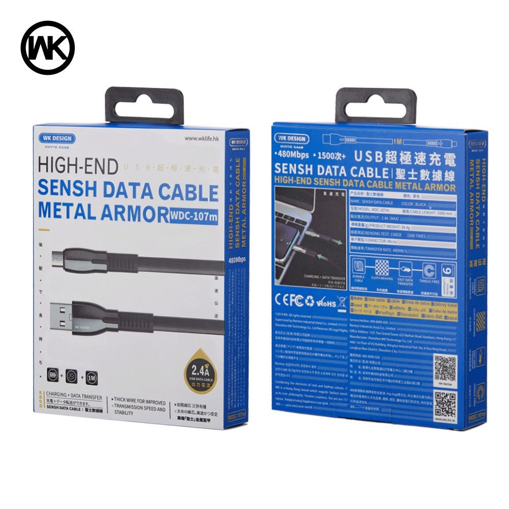 WK WDC-107A SENSH 2.4A DATA CABLE FOR TYPE-C (1M) - Black