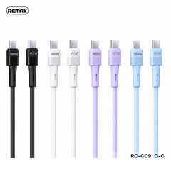 REMAX RC-C091 C-C 1M 65W PD LEYA SERIES FAST CHARGING LIQUID SILICONE DATA CABLE FOR TYPE-C TO TYPE-C (1M)