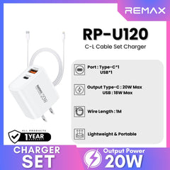 REMAX - RP-U120 20W Type-C to Lightning Charger Set - White