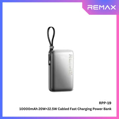 REMAX - RPP-19 10000mAh PD+QC Cabled Power Bank - Silver