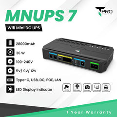 T-PRO - MNUPS 7 28000mAh Multifunctional DC Mini UPS ( 36W )  - Black