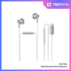 REMAX - RM-710A Type-C Metal Karaoke Wired Earphone - Silver