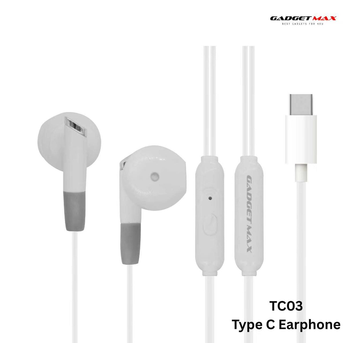 Gadget Max - TC03 Type-C Wired Earphone - White
