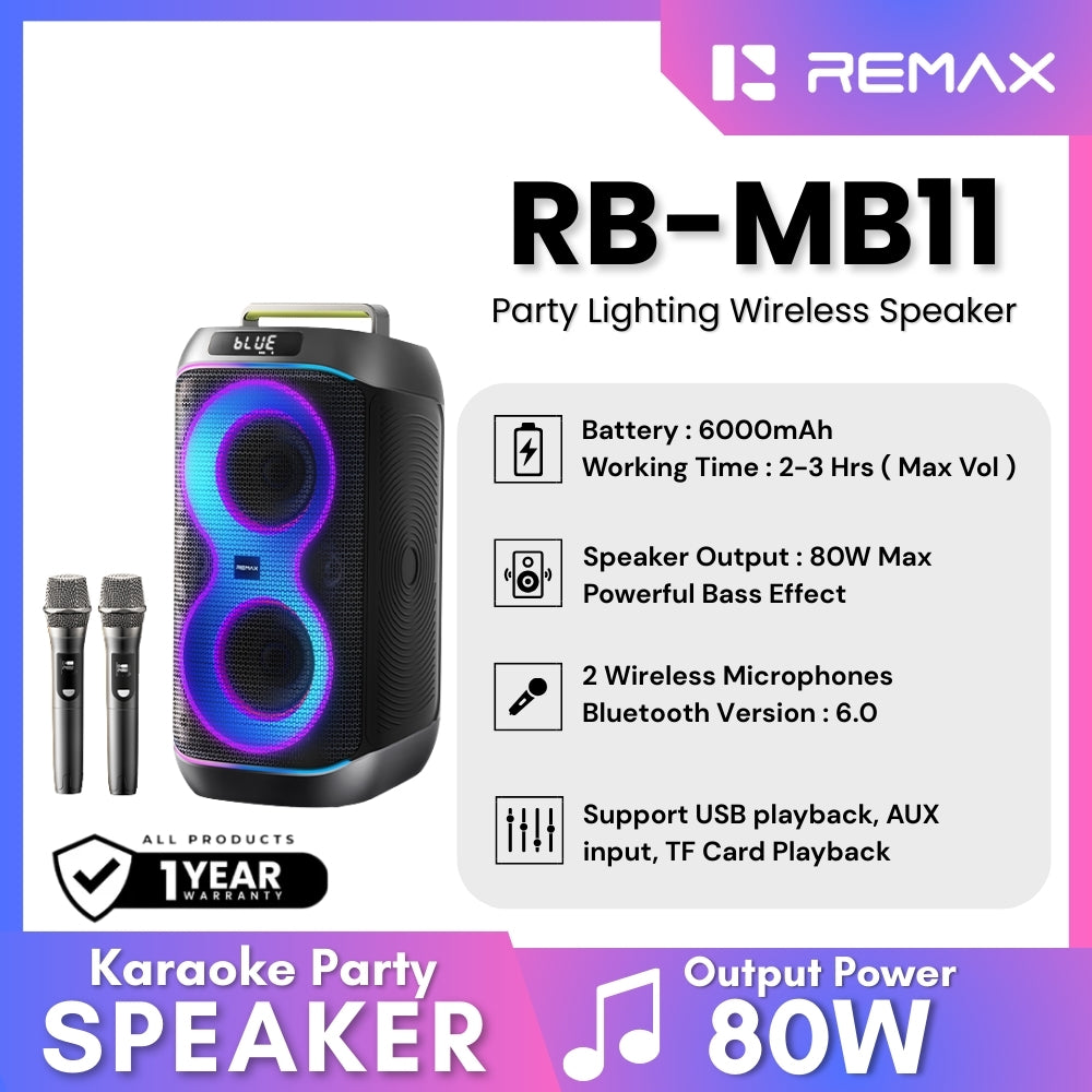 REMAX - RB-MB11 Lighting Party Bluetooth Wireless Speaker ( 80W ) - Black