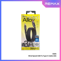 REMAX - CB25 A-C Wind Speed 3A Fast Charging Data Cable - Black