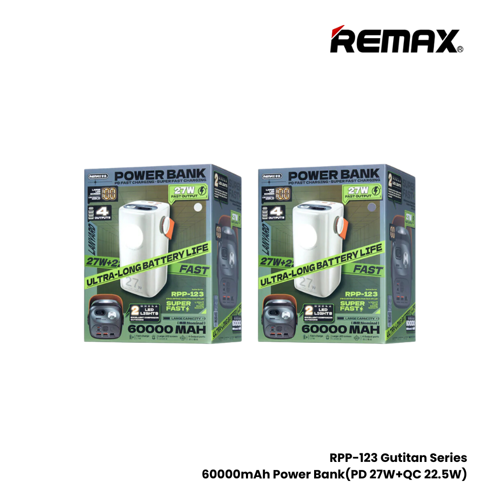 REMAX RPP-123 Gutitan Series 60000mAh PD+QC Fast Charging Power Bank(PD 27W+QC 22.5W) - Grey