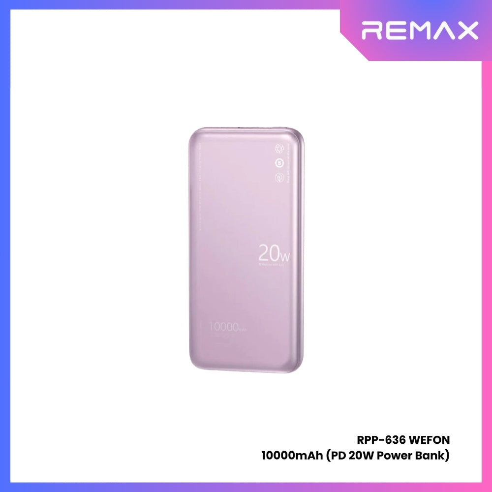 REMAX - RPP-636 Wefon Series 10000mAh Fast Charging Ultra thin Power Bank(20W) - Purple
