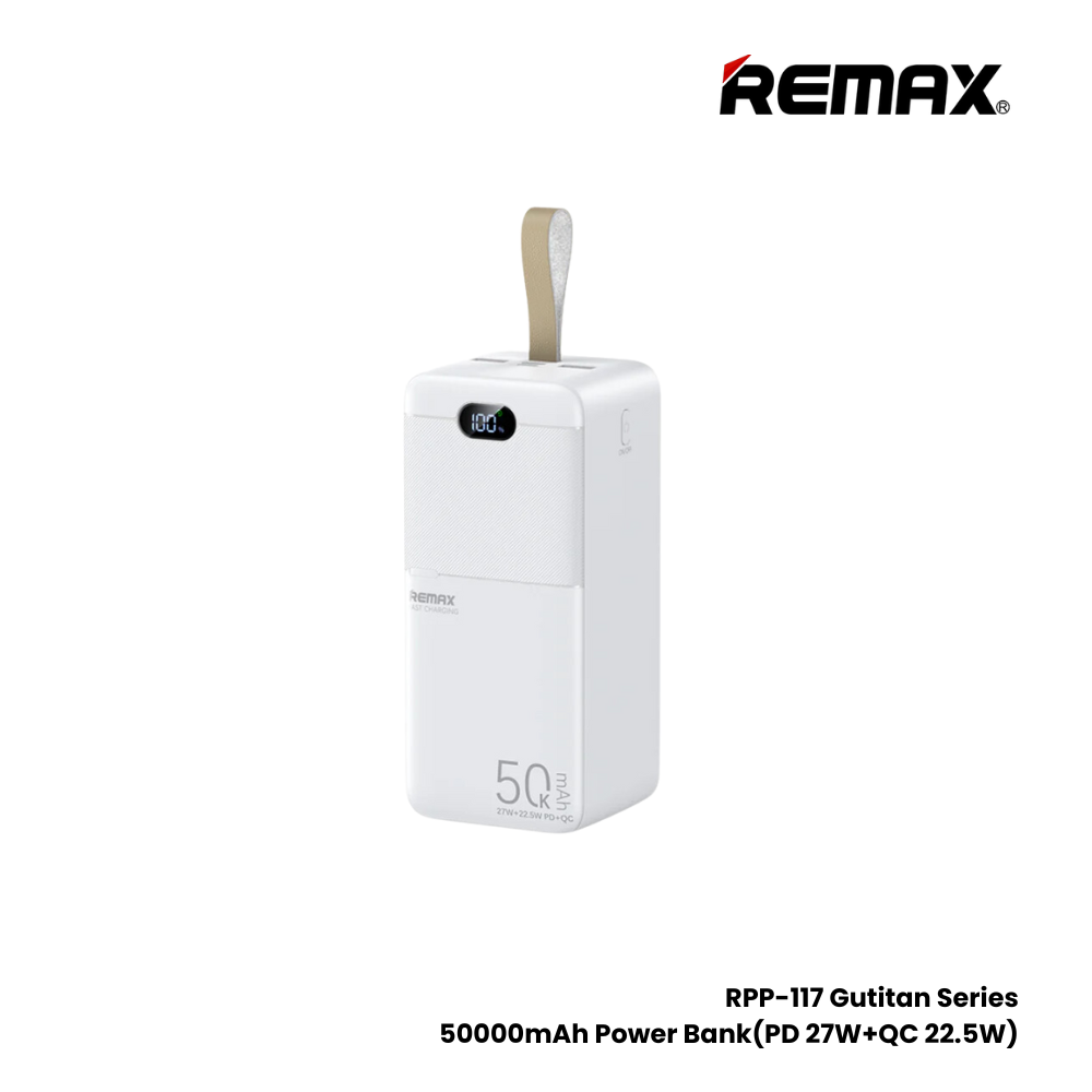 REMAX RPP-117 Piloteer Series 50000mAh PD+QC Fast Charging Power Bank(PD 27W+QC 22.5W) - White