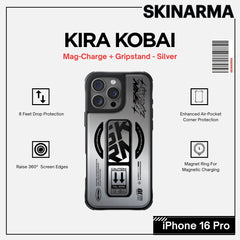 Skinarma iPhone 16 Pro 6.3" Kira Kobai (Mag-Charge+Gripstand) Case - Silver