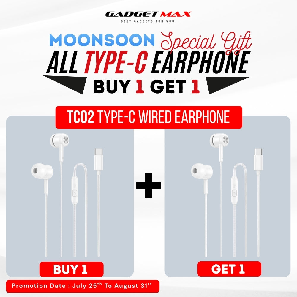 GADGET MAX - TC02 Type-C Wired Earphone - White