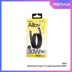 REMAX - CB25 C-L Wind Speed 30W Fast Charging Data Cable - Black