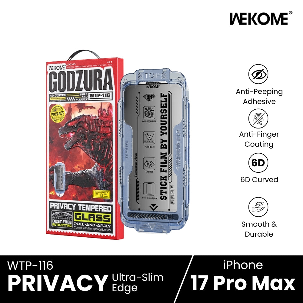 WEKOME - WTP-116 Godzur 6D Curved Privacy Tempered Glass - iPhone 17 Pro Max