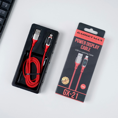 GADGET MAX GX21 USB TO LIGHTNING POWER DISPLAY CABLE (1M)(2.4A) - BLACK