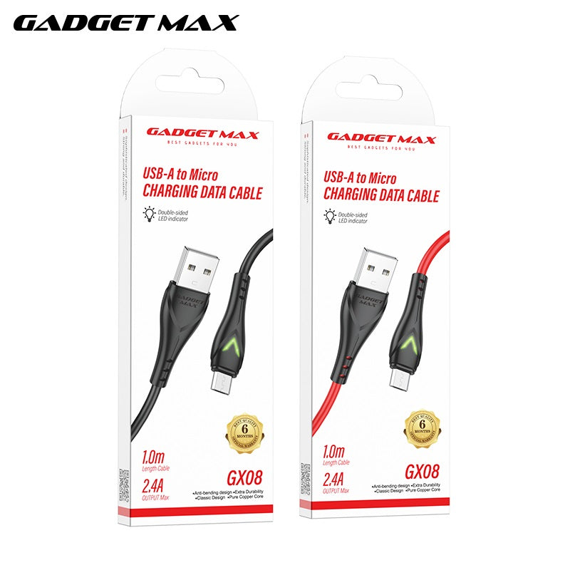 GADGET MAX GX08 MICRO 2.4A CHARGING DATA CABLE FOR MICRO (2.4A)(1M) - RED