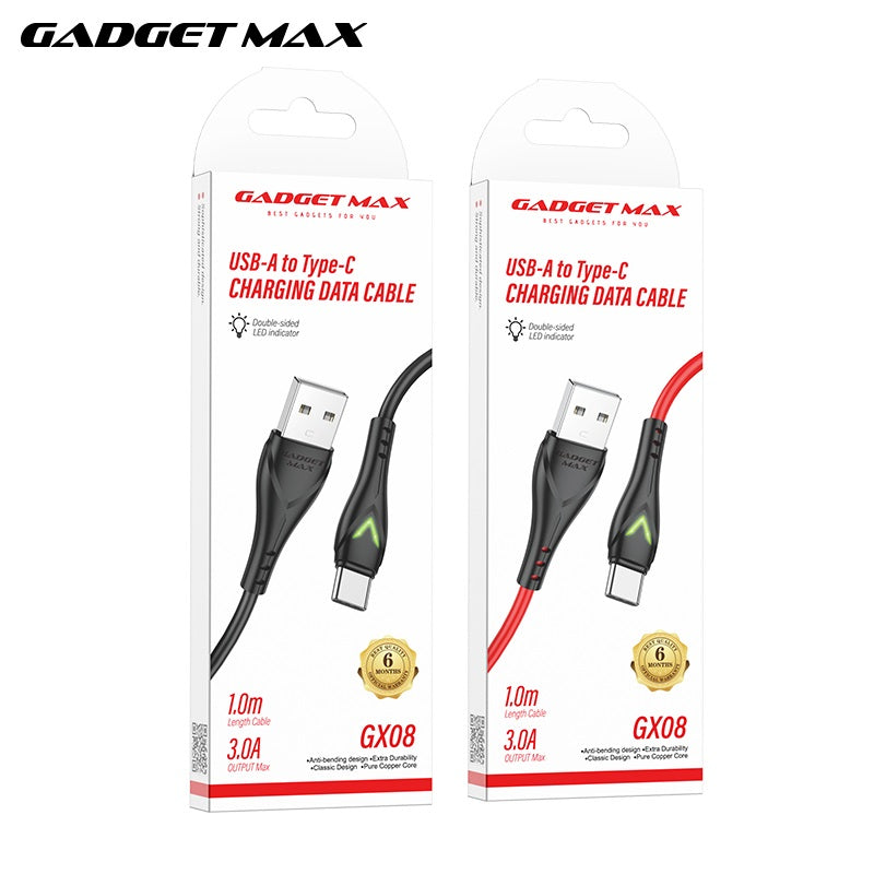 GADGET MAX GX08 TYPE-C 3A CHARGING DATA CABLE FOR TYPE-C (3A)(1M) - BLACK