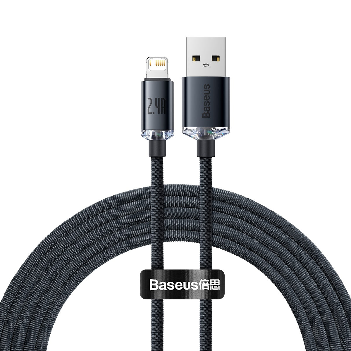 (Buy 1 Get 1) Baseus Crystal Shine Series Fast Charging Data Cable USB to iPhone 2.4A 2M -Black