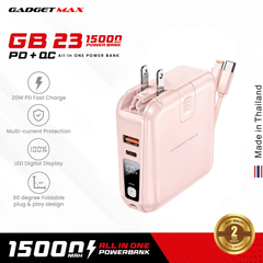 GADGET MAX GB23 AIO Pro Series 15000mAh All-in-One PD+QC Fast Charging Cable Power Bank(PD 20W+QC 22.5W) - Pink