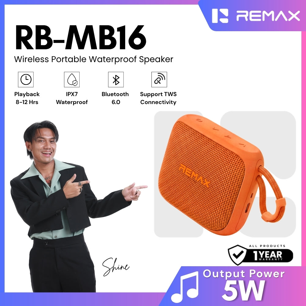 REMAX - RB-MB16 Waterproof Wireless Portable Speaker ( 5W ) - Orange