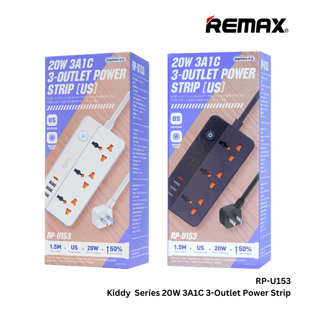 REMAX RP-U153 Socket Kiddy Series 20W Power Strip (US) (1.5M) - Black