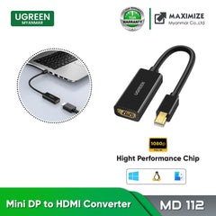 UGREEN MD112 MINI DISPLAY PORT TO HDMI CONVERTER 1080P, Display Port to HDMI Converter