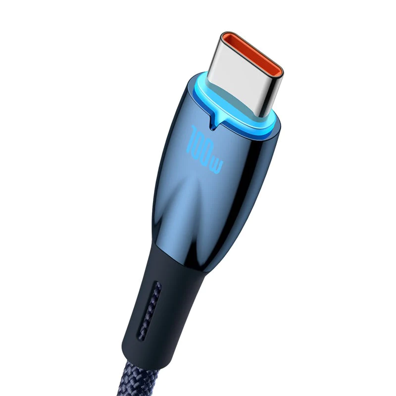 BASEUS GLIMMER SERIES FAST CHARGING DATA CABLE USB TO TYPE-C (100W) (2M) - Blue