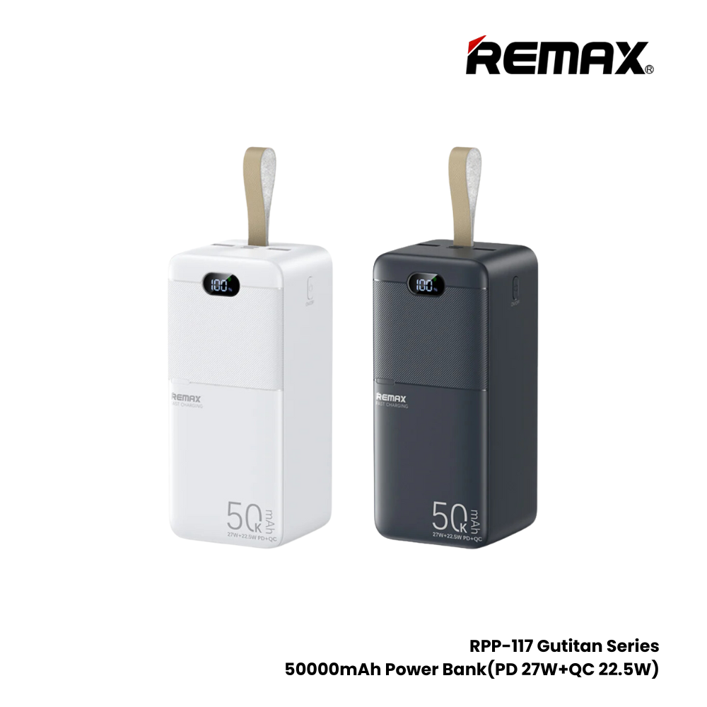 REMAX RPP-117 Piloteer Series 50000mAh PD+QC Fast Charging Power Bank(PD 27W+QC 22.5W) - White