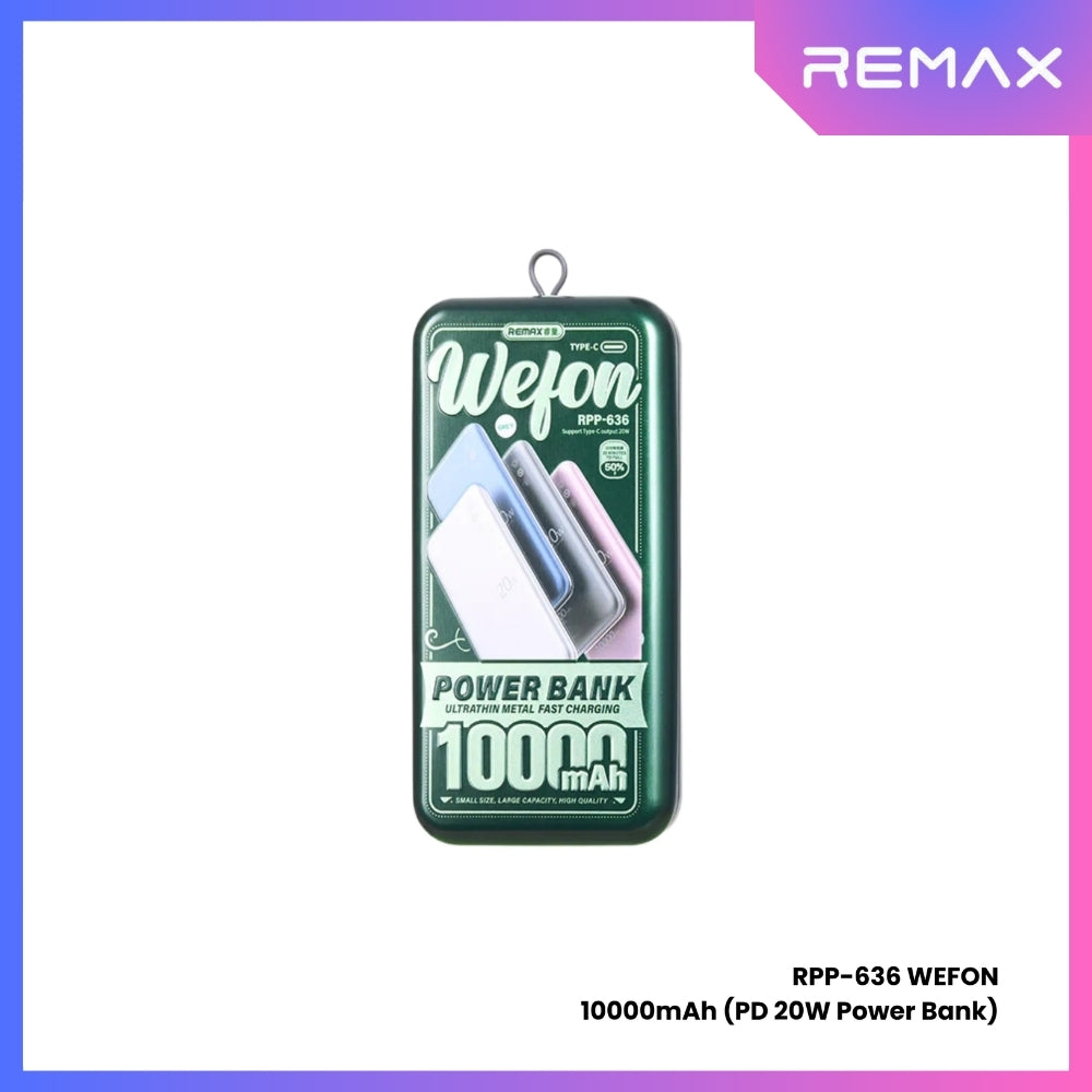 REMAX - RPP-636 Wefon Series 10000mAh Fast Charging Ultra thin Power Bank(20W) - Silver