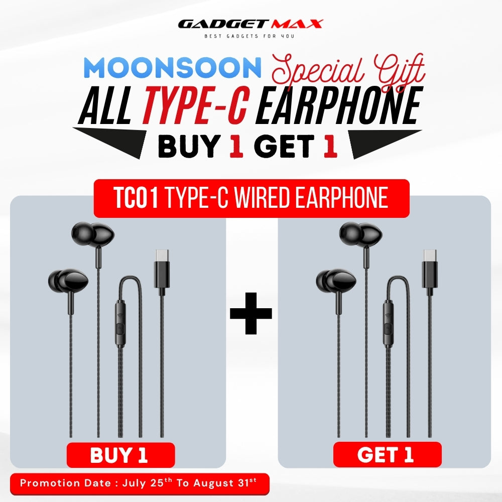 GADGET MAX - TC01 Type-C Wired Earphone - Black