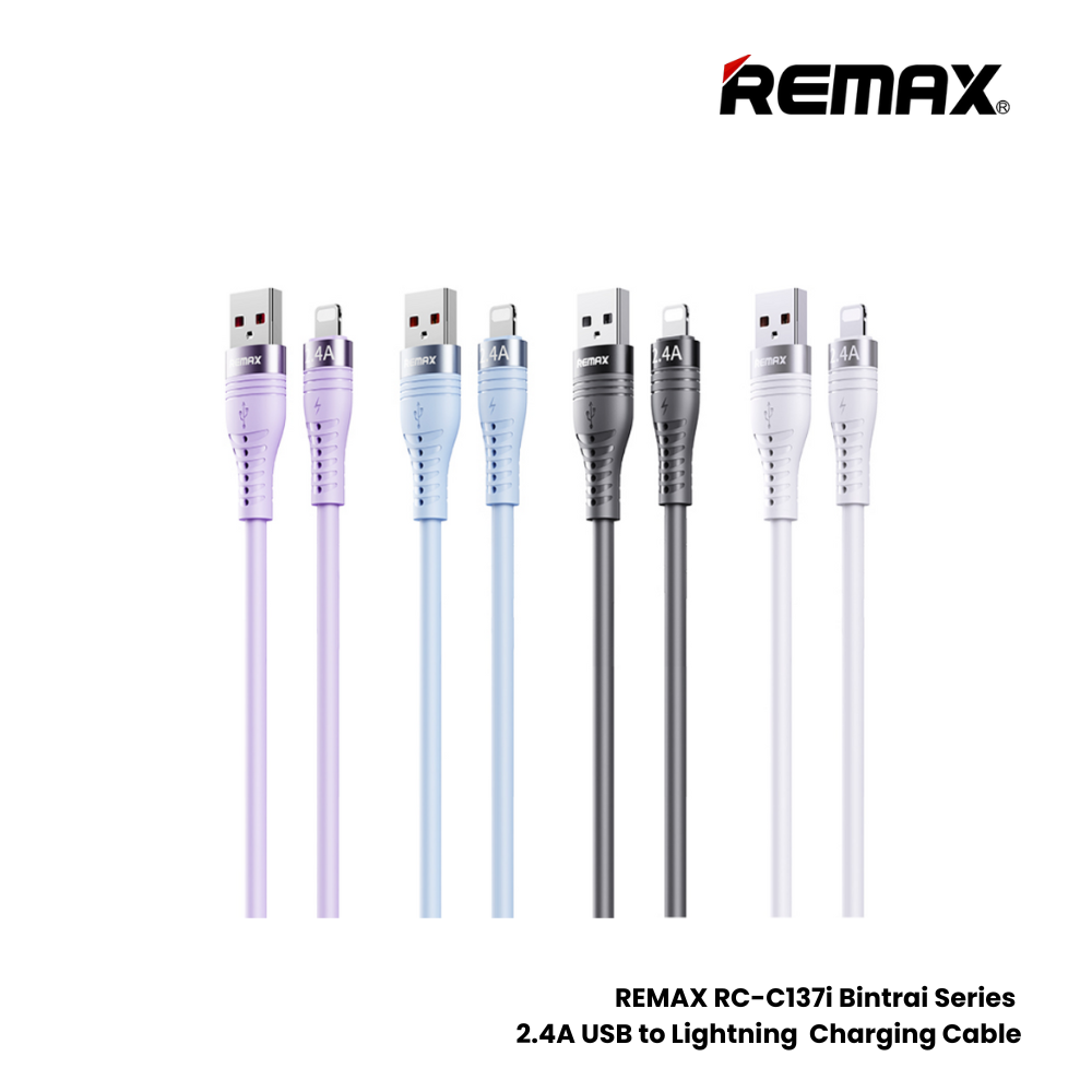 REMAX RC-137i Bintrai Series 2.4A USB to Lightning Fast Charging Data Cable - Black