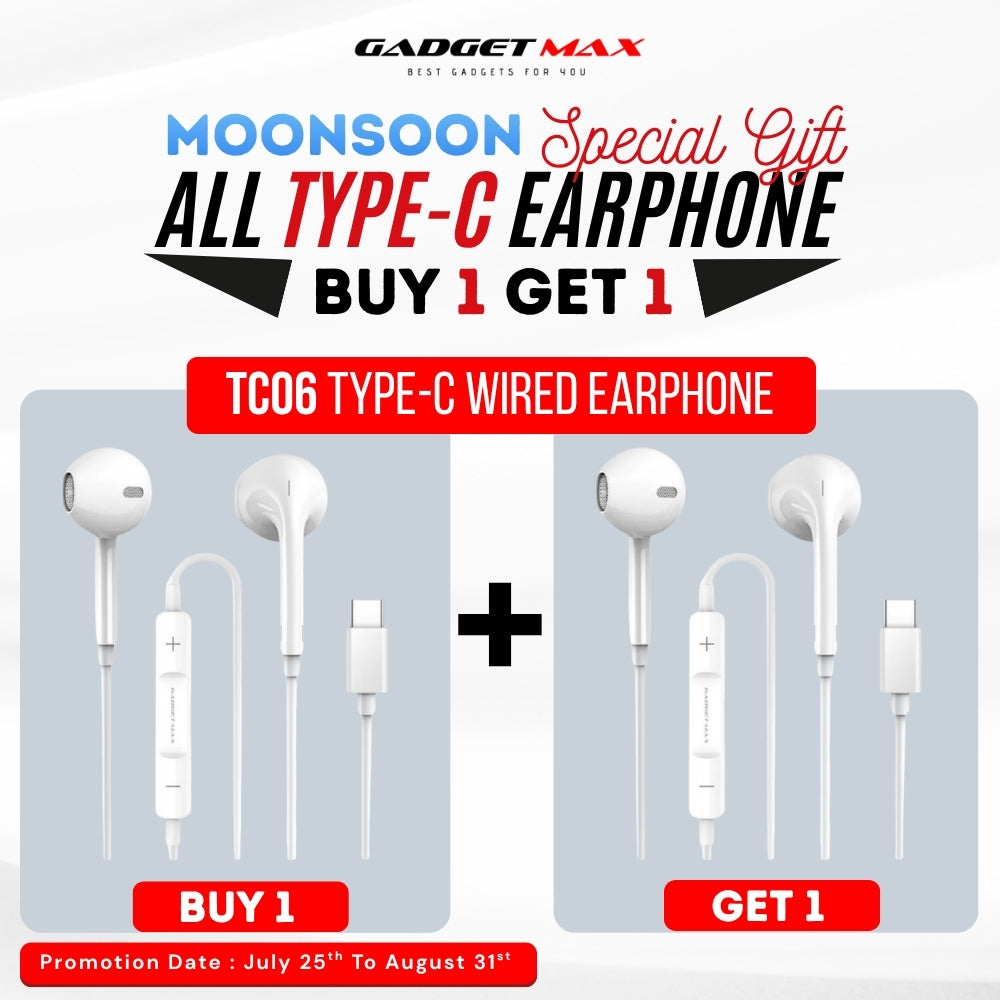 GADGET MAX - TC06 Type-C Wired Earphone - White