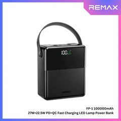 REMAX - FP-1 Piloteer Series 100000mAh PD+QC Fast Charging LED Power Bank ( PD 27W + QC 22.5W ) - Black