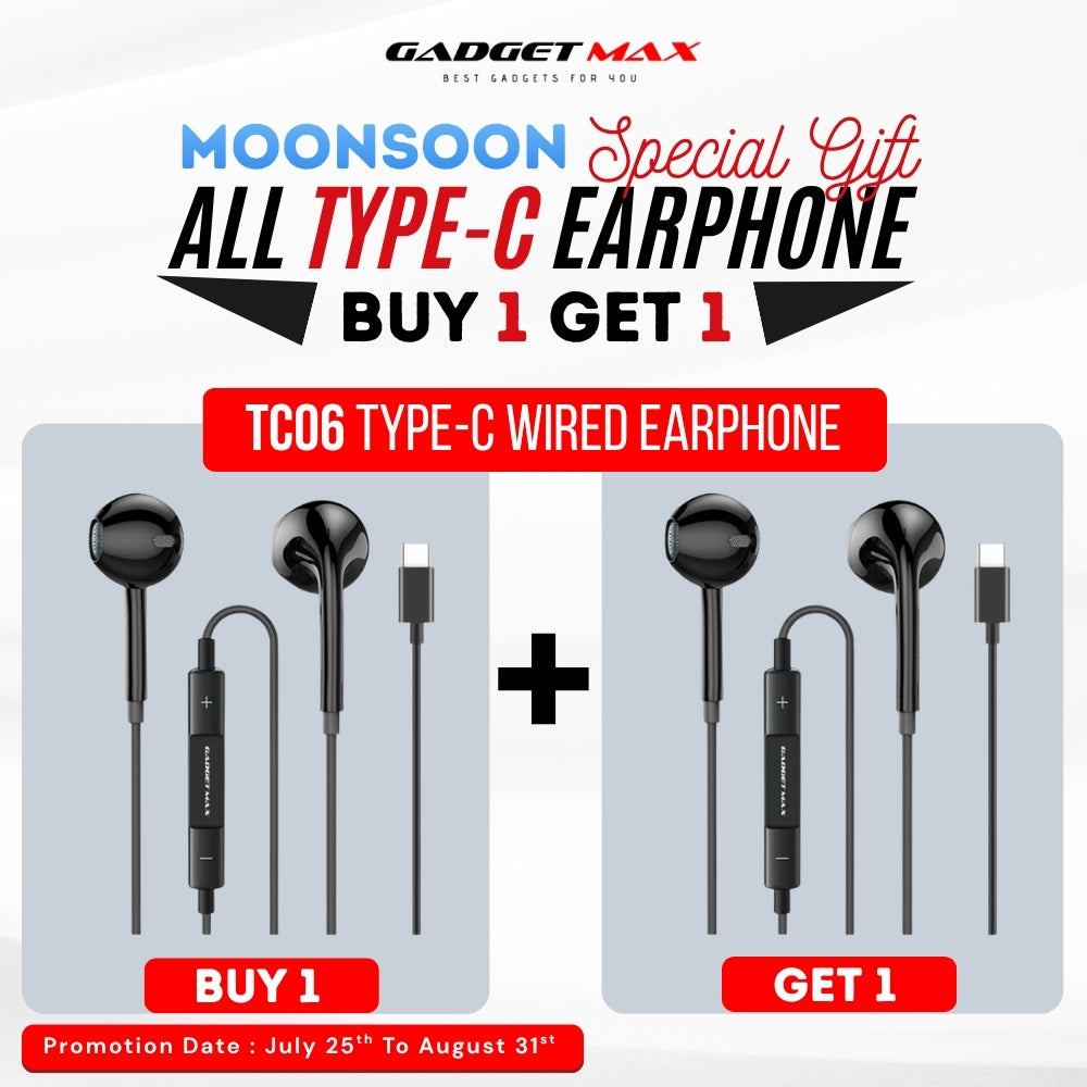 GADGET MAX - TC06 Type-C Wired Earphone - Black