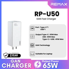 REMAX - RP-U50 GAN Charger (65W) - White